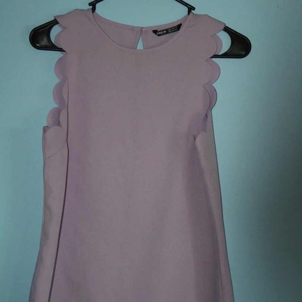 SHEIN Scalloped Sleeve Lilac Tank Top Women's Small Modest - Picture 4 of 14